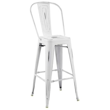 MODWAY FURNITURE Promenade Metal Bar Side Stool, White EEI-2815-WHI